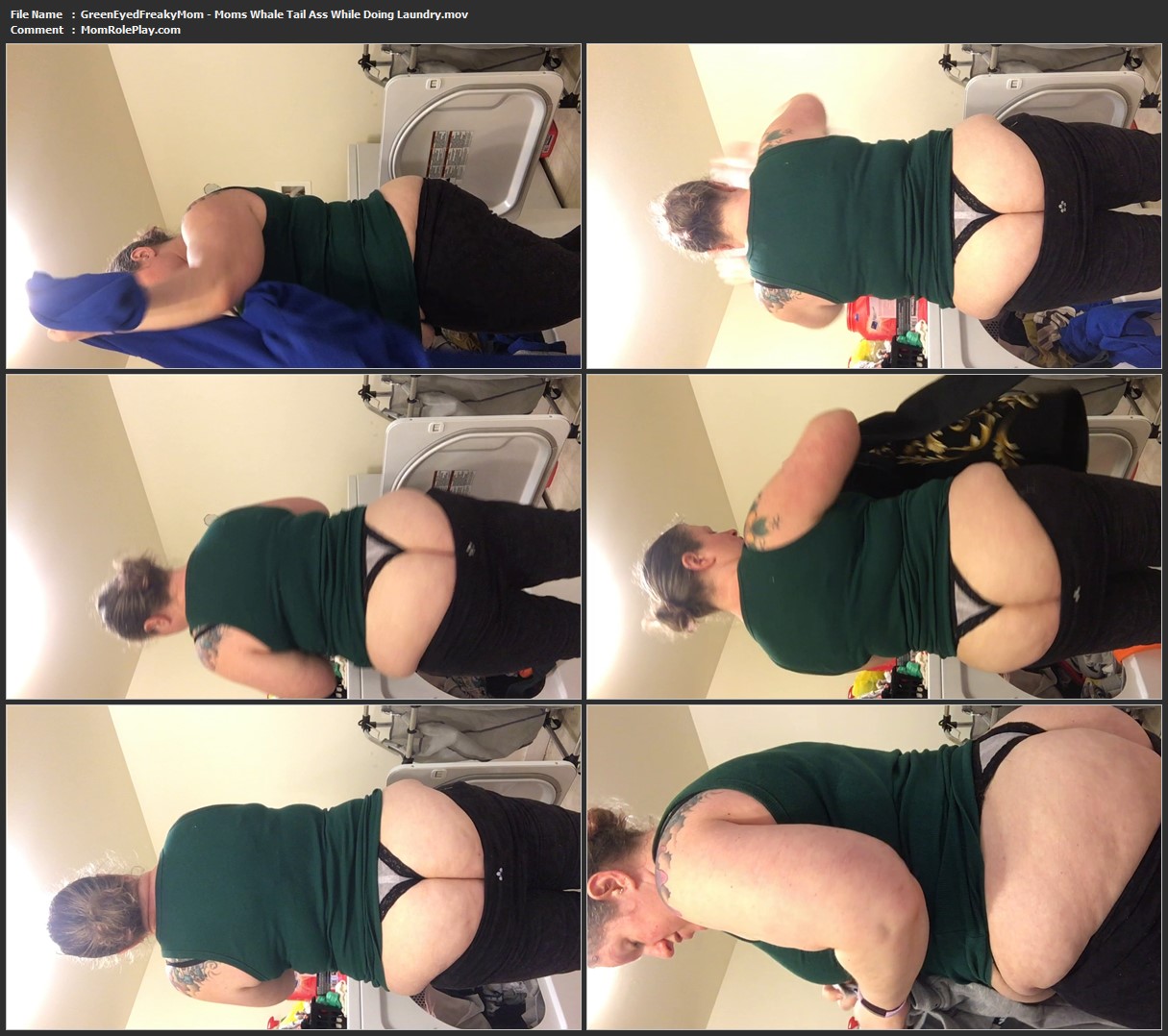 GreenEyedFreakyMom - Moms Whale Tail Ass While Doing Laundry