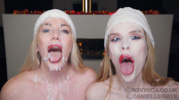 Roxy Cox and Danielle Maye – Pornstar Mom and Aunt Give Xmas Bukakke Gift